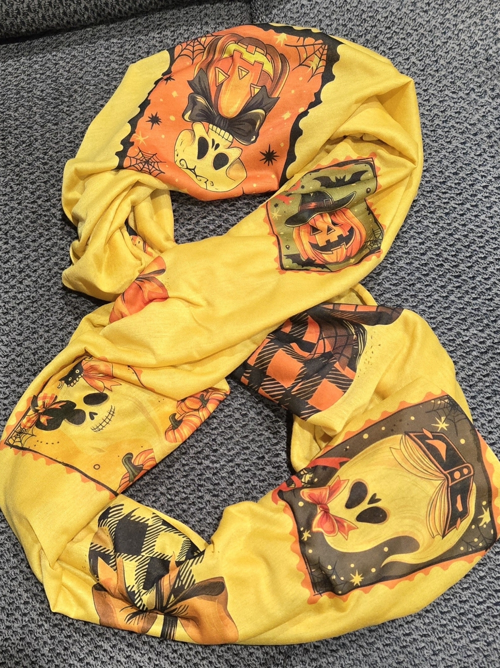 Halloween Infinity Scarf, Handmade Polyester Pumpkin Scarf New